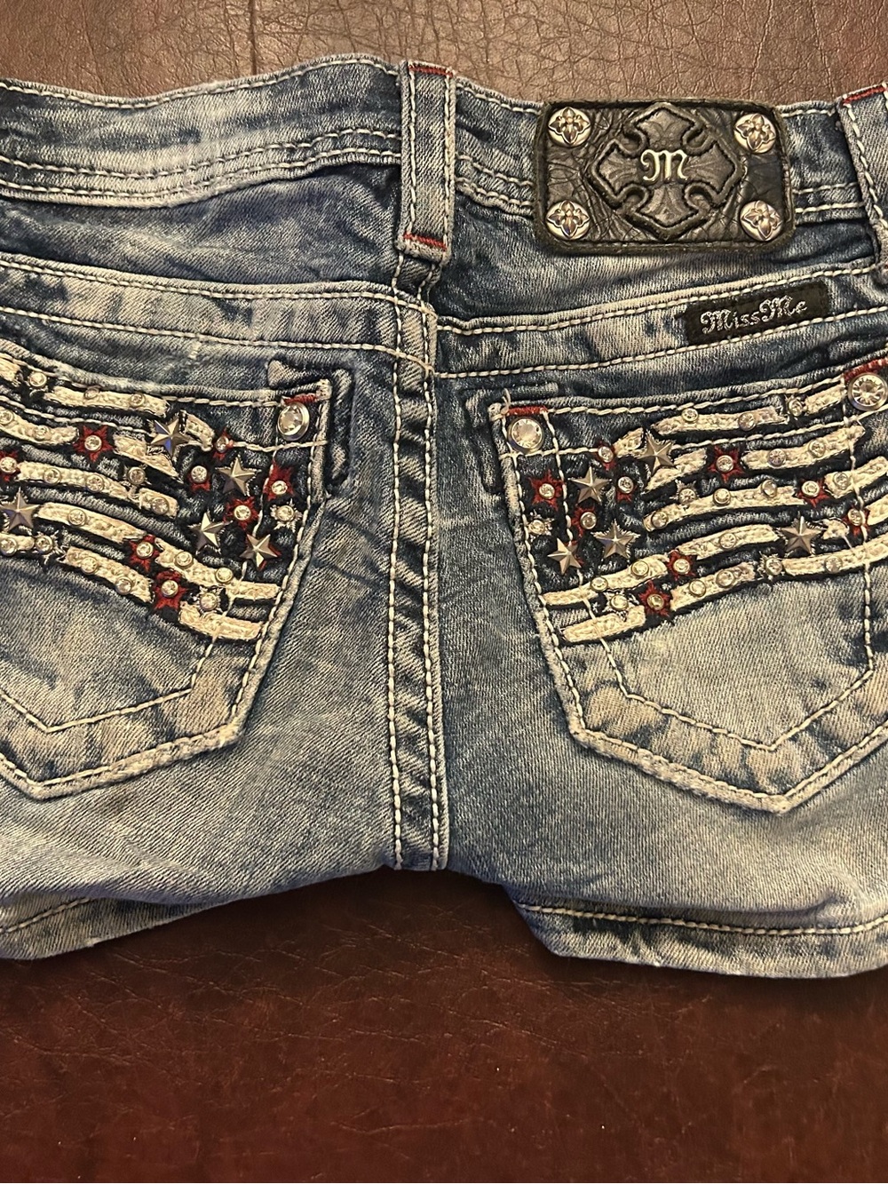 Miss Me Light Blue Distressed Embellished Boyfriend Jeans